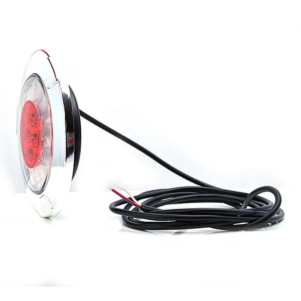 Piloto LED trasero redondo cromado empotrable W147 12V 24V Niebla y Marcha Atras R10 F, AR