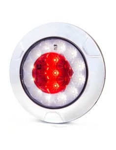 Piloto LED trasero redondo cromado empotrable W147 12V 24V Niebla y Marcha Atras R10 F, AR 2