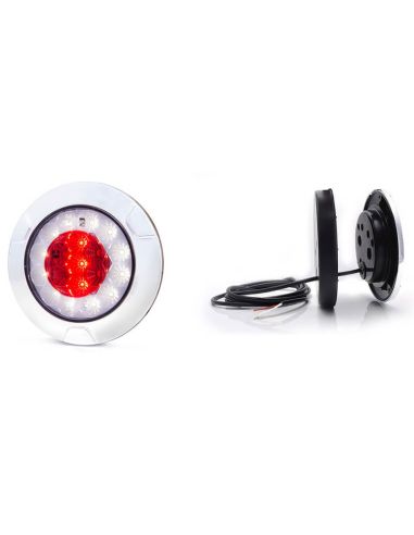 Piloto LED trasero redondo cromado empotrable W147 12V 24V Niebla y Marcha Atras R10 F, AR
