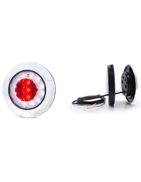 Piloto LED trasero redondo cromado empotrable W147 12V 24V Niebla y Marcha Atras R10 F, AR