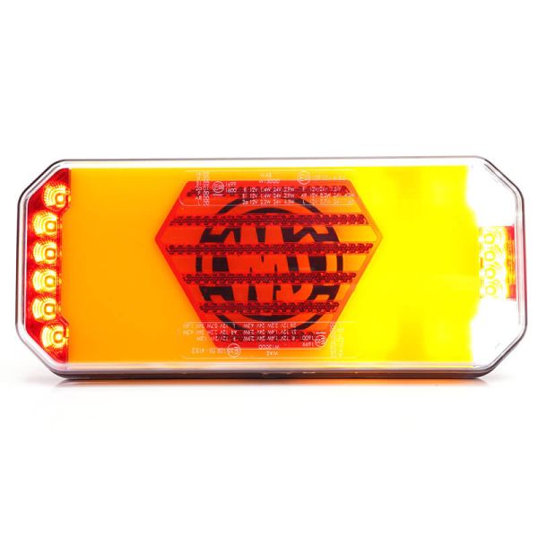 Lanterna traseira neon LED W279 DD Eco 7 funções com luz de placa lateral 12V 24V S1, F1, AR, R1, 2aD, L, IA Was