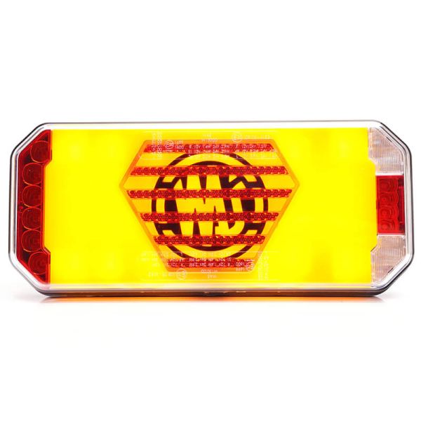 Lanterna traseira neon LED W279 DD Eco 7 funções com luz de placa lateral 12V 24V S1, F1, AR, R1, 2aD, L, IA Was