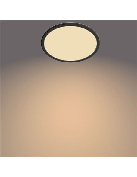 Plafón de Techo SUPERSLIM 15W, negro 2700K 1300Lm, regulable, estanco al agua