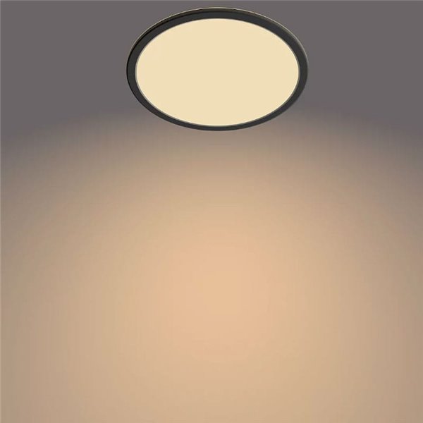 Plafón de Techo SUPERSLIM 15W, negro 2700K 1300Lm, regulable, estanco al agua