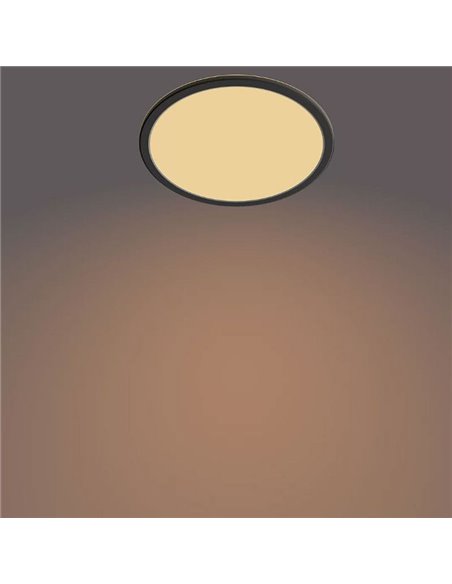 Plafón de Techo SUPERSLIM 15W, negro 2700K 1300Lm, regulable, estanco al agua