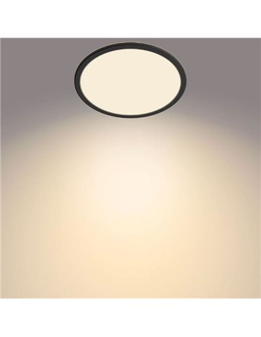 Plafón de Techo SUPERSLIM 15W, negro 2700K, regulable, estanco al agua