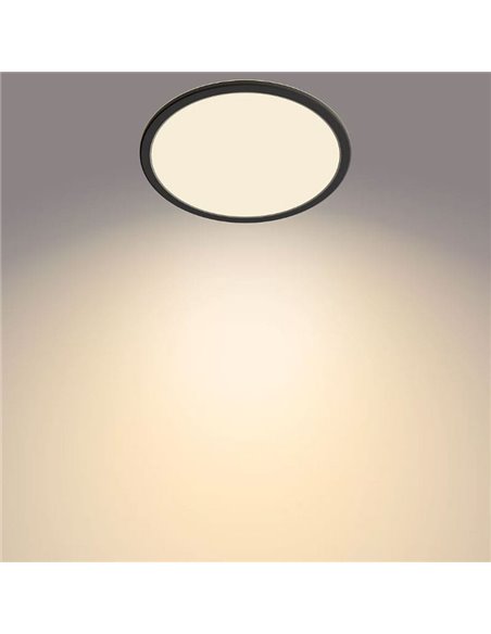 Plafón de Techo SUPERSLIM 15W, negro 2700K 1300Lm, regulable, estanco al agua