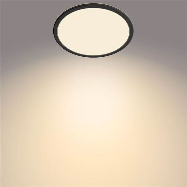 Plafón de Techo SUPERSLIM 15W, negro 2700K 1300Lm, regulable, estanco al agua