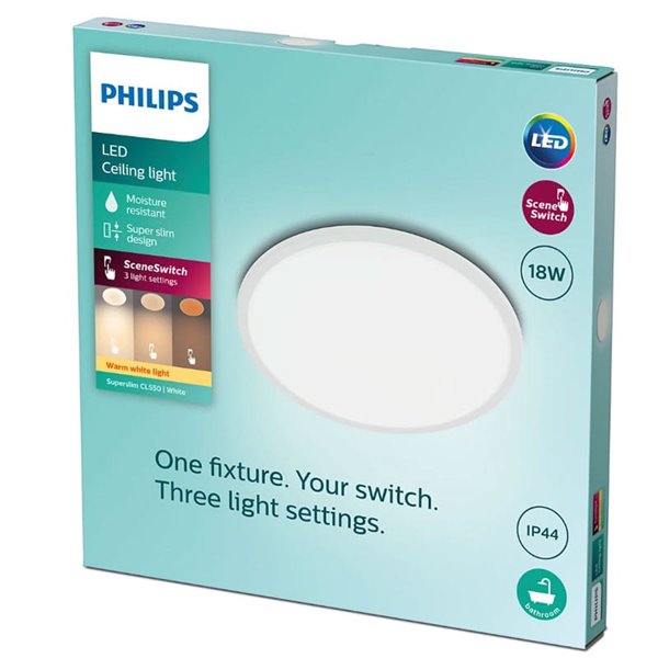 Plafón de Techo SUPERSLIM 18W, blanco 2700K 1500Lm, regulable estanco al agua