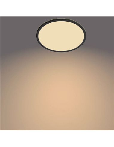Plafón de Techo SUPERSLIM 18W, negro 2700K 1500Lm, regulable estanco al agua