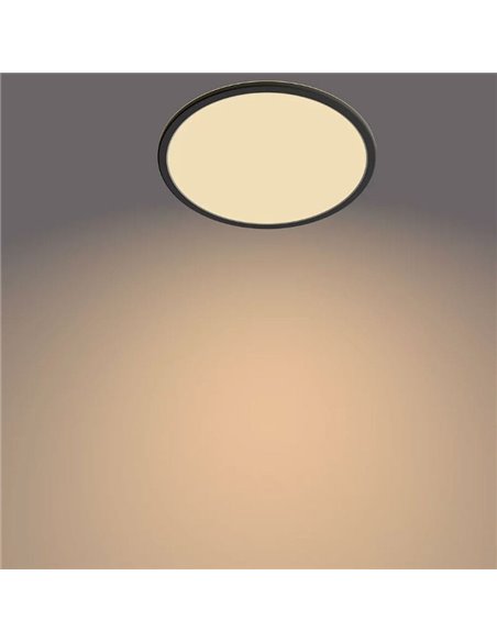 Plafón de Techo SUPERSLIM 18W, negro 2700K 1500Lm, regulable estanco al agua