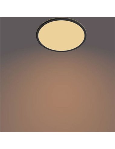 Plafón de Techo SUPERSLIM 18W, negro 2700K 1500Lm, regulable estanco al agua