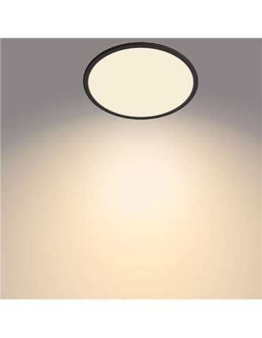 Plafón de Techo SUPERSLIM 18W, negro 2700K 1500Lm, regulable estanco al agua