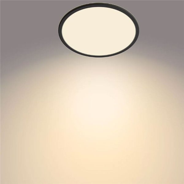 Plafón de Techo SUPERSLIM 18W, negro 2700K 1500Lm, regulable estanco al agua