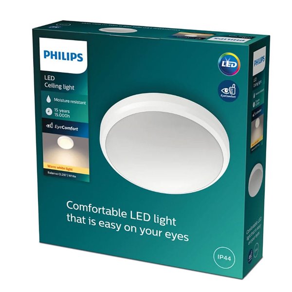 Plafón de Techo BALANCE 6W, blanco, 2700K, 600Lm, IP44 estanco al agua Ø22cm