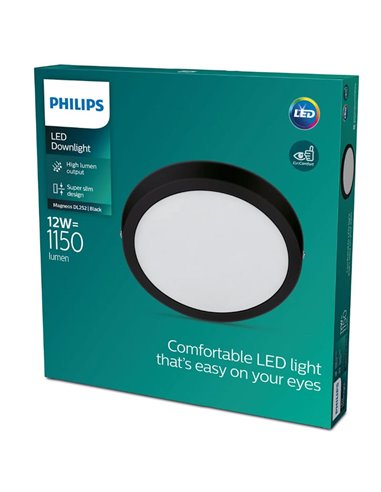 Plafón de techo Ø 21cm MAGNEOS, 12W 1150Lm, negro 2700K