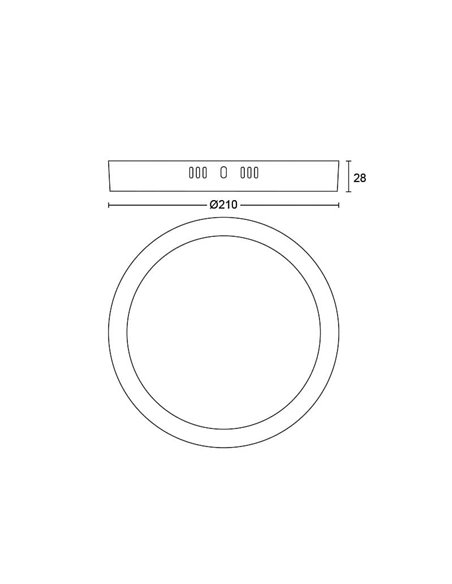 Plafón de techo Ø 21cm MAGNEOS, 12W 1150Lm, negro 2700K