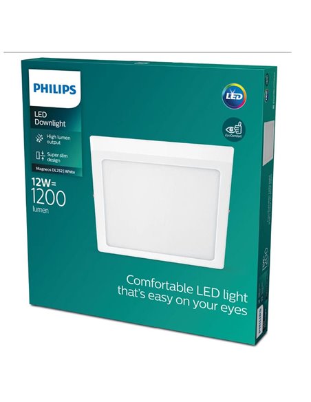 Plafón cuadrado de Techo MAGNEOS, 12W 1350Lm/1200Lm, 21cm, blanco, 2700K/4000K