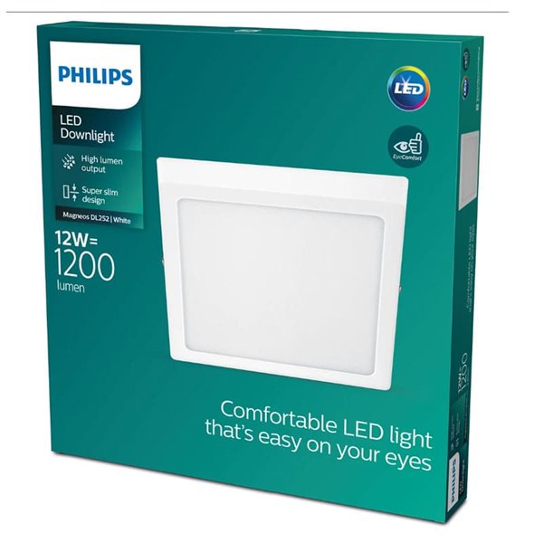 Plafón cuadrado de Techo MAGNEOS, 12W 1350Lm/1200Lm, 21cm, blanco, 2700K/4000K