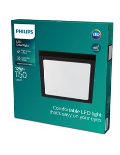 Plafón de techo cuadrado 21cm MAGNEOS, 12W 1150Lm, negro 2700K 2