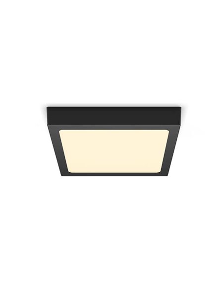 Plafón de techo cuadrado 21cm MAGNEOS, 12W 1150Lm, negro 2700K