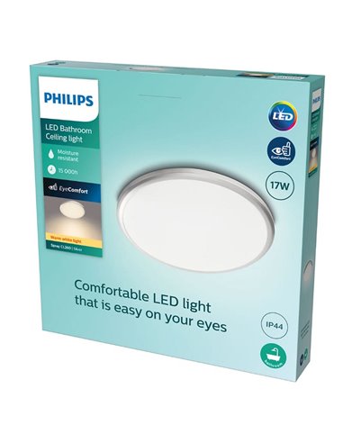 Luminária de teto/SPRAY 17W, Ø34,7cm, prata, 2700K, à prova d'água IP44