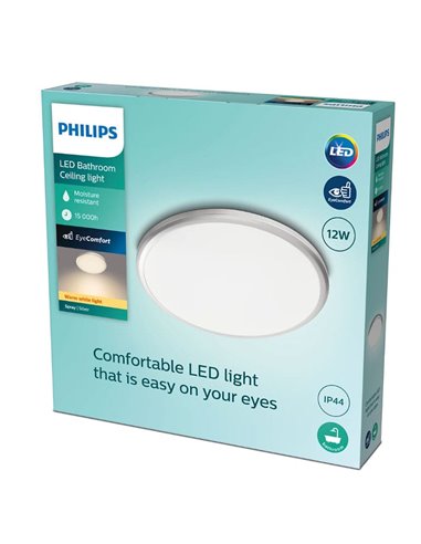 Lámparas de techo/Plafón SPRAY 12W, Ø28,7cm, plata, 2700K, IP44 estanco al agua