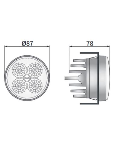 Phare de travail rond à LED pour Fendt 2000Lm 21W 58º avec connecteur H9-H11 Wesem CRC6H.58401