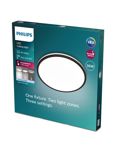 Plafon OZZIET 36W, Ø50cm, preto, regulável 2700K/4000K