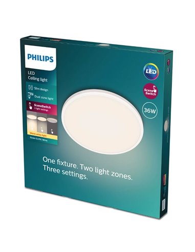 Plafón de Techo OZZIET 36W, Ø50cm, blanco, regulable 2700K/4000K
