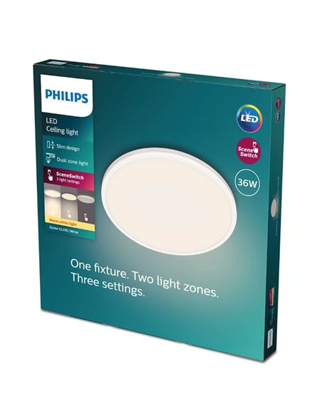 Plafón de Techo OZZIET 36W, Ø50cm, blanco, regulable 2700K/4000K