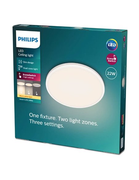 Plafón de Techo OZZIET 22W, Ø40cm, blanco, regulable 2700K/4000K