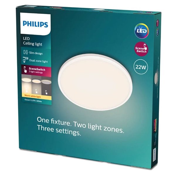 Plafón de Techo OZZIET 22W, Ø40cm, blanco, regulable 2700K/4000K