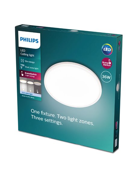 Plafon OZZIET 36W, Ø50cm, branco, regulável 2700K/4000K