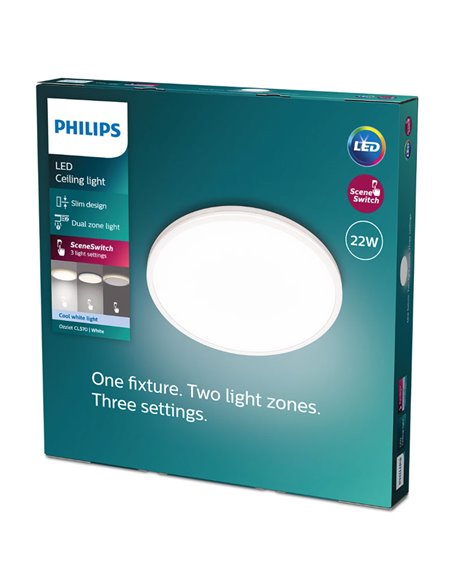 Plafonnier OZZIET 22W, Ø40cm, blanc, orientable 2700K/4000K