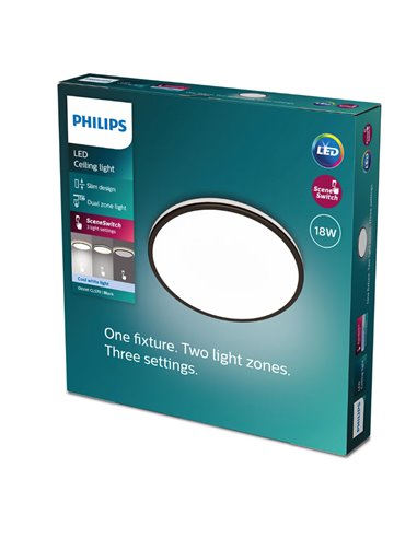 Plafonnier OZZIET 18W, Ø30cm, noir, orientable 2700K/4000K