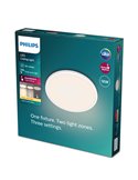 Plafón de Techo OZZIET 18W, Ø30cm blanco, regulable 2700K/4000K