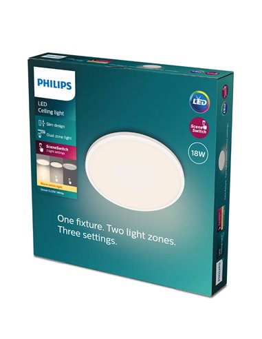 Plafón de Techo OZZIET 18W, Ø30cm blanco, regulable 2700K/4000K