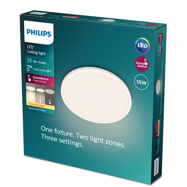 Plafón de Techo OZZIET 18W, Ø30cm blanco, regulable 2700K/4000K
