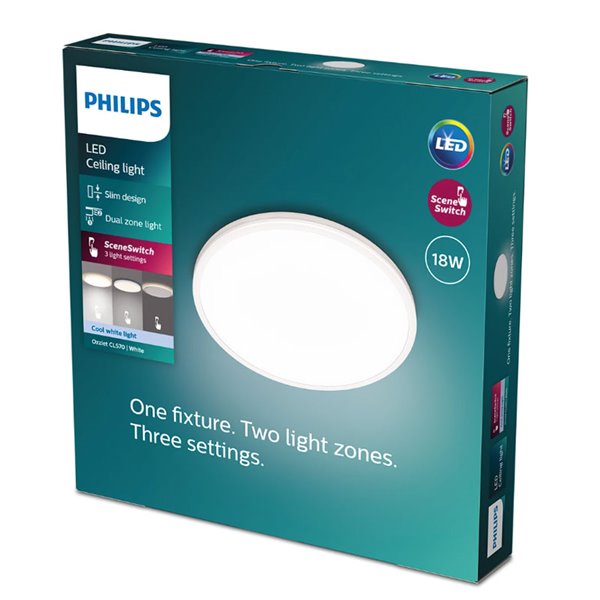 Plafonnier OZZIET 18W, Ø30cm blanc, dimmable 2700K/4000K