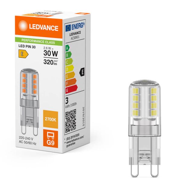 Bombilla LED G9 2,6W Reemplazo 30W 320Lm Performance Class Special CL 30 No-Dim 300º 2700K