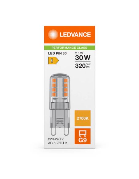Bombilla LED G9 2,6W Reemplazo 30W 320Lm Performance Class Special CL 30 No-Dim 300º 2700K
