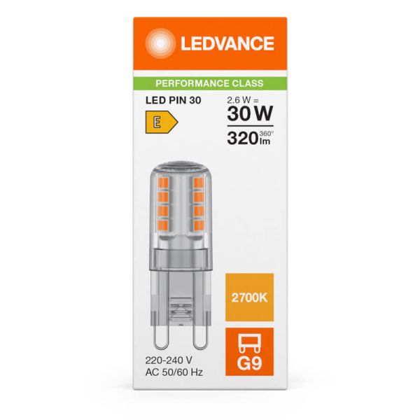Bombilla LED G9 2,6W Reemplazo 30W 320Lm Performance Class Special CL 30 No-Dim 300º 2700K