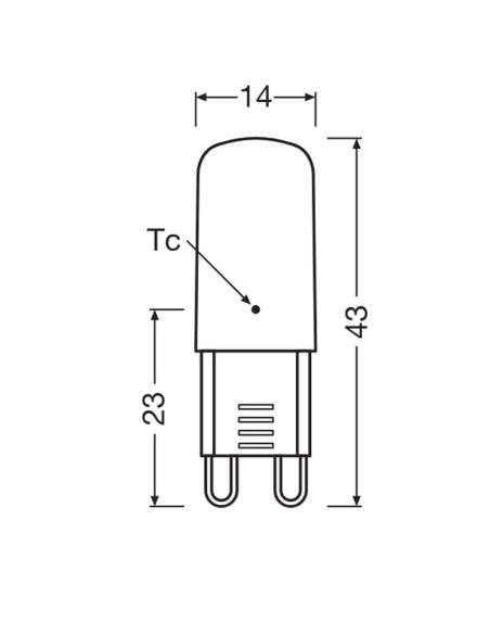 Medidas Bombilla LED G9 2,6W Reemplazo 30W 320Lm Performance Class Special CL 30 No-Dim 300º