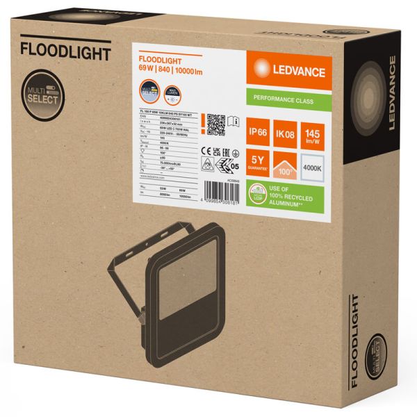 Proyector LED Exterior Gen4 69W - 100 IP66 Blanco - Alta Potencia y Eficiencia 10.000Lm Gen 4 FL 100 P 69W 10KLM 4000K