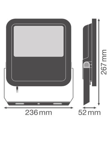 Medidas Proyector LED Exterior Gen4 69W - 100 IP66 Blanco - Alta Potencia y Eficiencia 10.000Lm Gen 4 FL 100 P 69W 10KLM