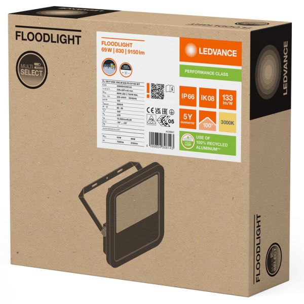 Projecteur LED d'extérieur blanc Gen4 69 W - 100 IP66 - Haute puissance et efficacité 10 000 lm Gen 4 FL 100 P 69 W 10 KLM 3 000