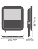 Medidas Proyector LED Exterior Gen4 Negro 69W IP66 - Alto Rendimiento y Eficiencia 10.000Lm FL 100 P 10KLM LedVance