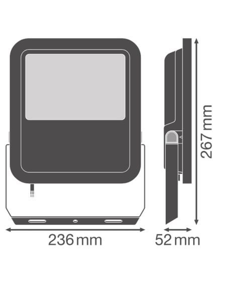 Medidas Projetor LED Outdoor Gen4 Preto 69W IP66 - Alto Desempenho e Eficiência 10.000Lm FL 100 P 10KLM LedVance