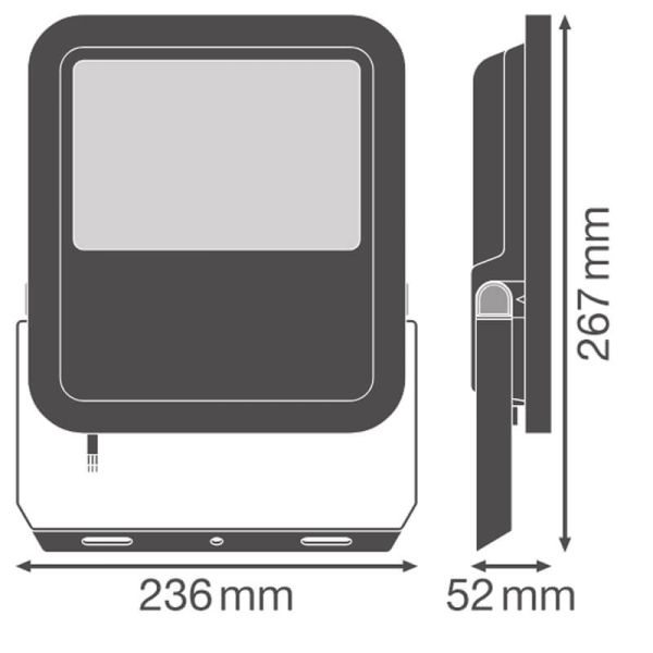 Medidas Proyector LED Exterior Gen4 Negro 69W IP66 - Alto Rendimiento y Eficiencia 10.000Lm FL 100 P 10KLM LedVance